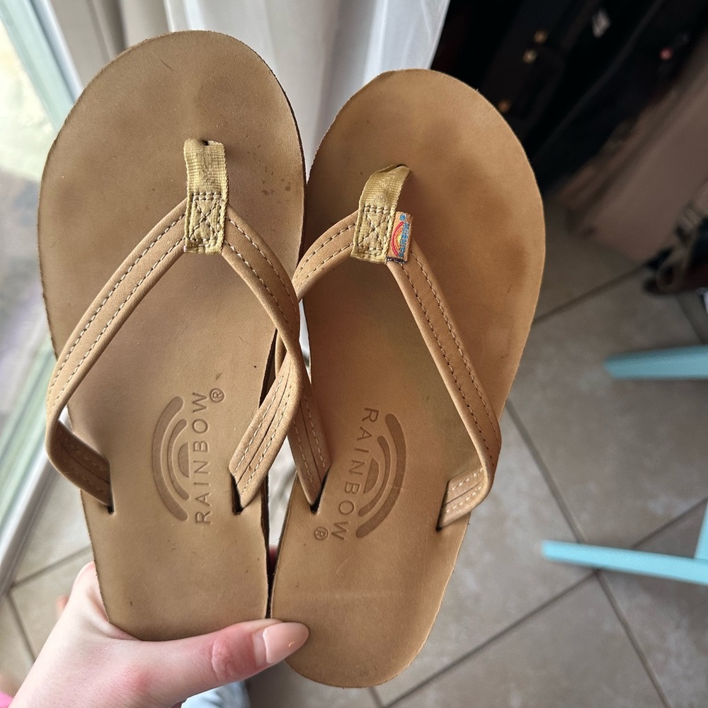 Rainbow flip flops for women